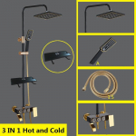 Vannitoa du&scaron;ikomplekt Vannitoa tarvikud Kuuma ja k&uuml;lma du&scaron;ipea k&otilde;rgsurvepihusti vihmadu&scaron;ikomplekt Mandian must/kuldne B (3 In 1)