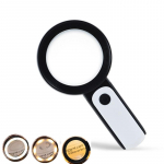 K&auml;eshoitav 30x valgustatud luup, kaasaskantav kahekihiline optiline klaas lugemiseks suurendusklaasid 12 k&uuml;lma tuld 6 sooja tuld must