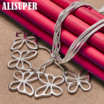 925 Sterling Silver Five Butterfly Snake Chain Kaelakee Ehted 45cm