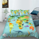 3D World Map voodipesukomplekt k&otilde;rglahutusega digiprindiga udusulgedega tekikott padjap&uuml;&uuml;r 2 v&otilde;i 3 t&uuml;kki AU180 * 210 t&auml;issuuruses kodukaunistus EU Single 135x200cm