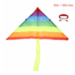 Rainbow tuulelohe koos 50M Kite Line Outdoor tuulelohedega laste m&auml;nguasjaga lastele kingitus aias riidest m&auml;nguasjaga Kite+50m line