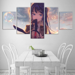 5-osaline HD-anime t&uuml;drukute pilt Rascal ei unista j&auml;nkut&uuml;drukust Senpai Sakurajima Mai koomiksist, t&uuml;drukute magamistoast 20x35cm*2 20x45cm*2 20x55cm*1