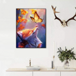 5D isetehtud teemantmaal V&auml;ike rebane ja liblikas ristpistes komplekt Teemanttikandid mosaiikkunst Pilt kividest kaunistus kingitus Full Round 20x30cm