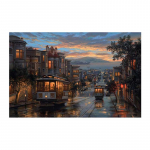 Kaasaegne linn &ouml;&ouml; l&otilde;uendimaal Maastik Plakatid ja tr&uuml;kised Quadros seinakunsti pilt elutoa kodukaunistuseks Cuadros 70X100cm Unframed