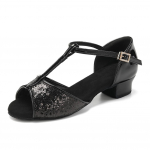 Sequins, t&uuml;drukute ladina tantsukingad Salsa tango kingad algajatele tantsuks 3 v&auml;rvi, madal konts 3,5 cm 30 must