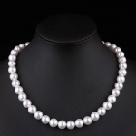 8MM Prantsuse vanaaegne rangluu keti p&auml;rlikee klaasist imitatsiooniga p&auml;rli rangluu kett naistele valge