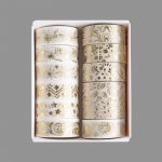 12 rulli / komplekt Kuldne taim lill Washi teip DIY kuldfoolium dekoratiivne kleeplint Kleebis albumi p&auml;eviku planeerija kirjatarbed kuld