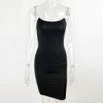 Naiste kevadsuvi varrukateta spagetid, must kleit Seksikas kett Bodycon puusa minikleidid S must