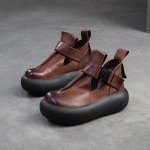 Johnature &uuml;mmarguse varba paksu talla sandaalid ehtsast nahast retro lamedad platvormkingad Rooma naiste kingad 37 kohv