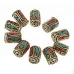 10 tk ovaalse silindriga vasest Nepali Tiibeti messingist helmed k&auml;ev&otilde;ru meisterdamiseks