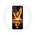 Coque pour Samsung Galaxy A13 5G Vikings S&eacute;rie Saison 6 logo V Ep&eacute;e de Feu Fond Noir