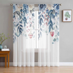 Sinise roosi lillega armastuss&uuml;dame t&uuml;llkardinad elutuppa L&auml;bipaistev kardin magamistoas k&ouml;&ouml;gis Rulood Voile kardinad 135W x 114H(cm)
