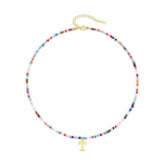 Helmestega kaelakee V&auml;rvilised helmed B&ouml;&ouml;mi stiilis t&auml;hestiku ripats Reguleeritava pikkusega roostevabast terasest naiste t&uuml;drukute isikup&auml;rastatud esialgne kaelakee kaelakee D