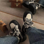 Naiste Ameerika stiilis spordijalatsid platvormkingad retro muffin k&otilde;rgendatud k&otilde;rge s&auml;&auml;rega vabaaja isa kingad 34 khaki