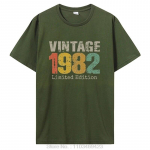 Vintage S&uuml;nnip&auml;eva Retro 1982 Piiratud v&auml;ljaandega T-s&auml;rk Puuvillane Graafiline T-s&auml;rk Abikaasa Naises&auml;rk T&auml;navar&otilde;ivad L&uuml;hikeste varrukatega r&otilde;ivad L