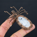 Natural Rainbow Moonstone Gemstone Copper Wire Wrap Spider Pendant 2.56 u6s25