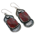 Natural Lake Superior Agate, White Topaz 925 Sterling Silver Earring 2.52 e8n85