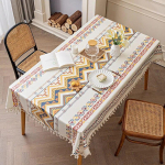 Puuvillane linane laudlina tutiga, veekindel &otilde;likindel Bohemian Style lauakate Kodukaunistus Matkapikniku laudlina 80x120cm(31x47inch)