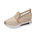 Wedge Heel Loafers Naiste kevad- ja suvised pitsiga &otilde;&otilde;nsad valged kingad Vabaajajalatsid 35 valge