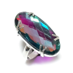Looduslik Mystic Topaz V&auml;&auml;riskivi K&auml;sitsi valmistatud 925 Sterling H&otilde;be S&otilde;rmus Suurus 8.5 u9G75