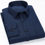 Meeste s&auml;rk mittetr&uuml;kkivate triibuliste plusssuuruste n&ouml;&ouml;pidega pikkade varrukatega peotopsid Business Basic pidulik n&ouml;&ouml;biga allakrae Sinine lilla kuninglik sinine / t&ouml;&ouml; 43 sinine