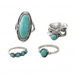 4 tk/komplekt naiste s&otilde;rmes&otilde;rmuste komplekt Bohemia stiilis sulgedega, ebakorrap&auml;rase kunstt&uuml;rkiissinise sisekujundusega laia s&otilde;rmepaelaga ehteid kingitus Sets