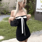 Naiste Moodne L&uuml;hike Kleit Uus Disain Naiste Suvine Peokleit Naiste Riided Seksikad Varrukateta &Otilde;hukesed naistekleidid L must