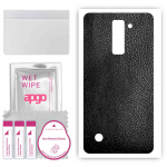 apgo Protective Skin Sticker for the back compatible with LG Stylus 2 Plus, Wrap Film, Foil, Vinyl - Pattern Black Leather