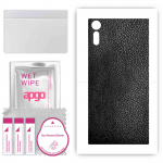 apgo Protective Skin Sticker for the back compatible with Sony Xperia XZ, Wrap Film, Foil, Vinyl - Pattern Black Leather