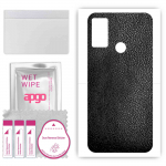 apgo Protective Skin Sticker for the back compatible with Cubot C20, Wrap Film, Foil, Vinyl - Pattern Black Leather