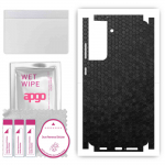apgo Protective Skin Sticker for the back+sides compatible with Samsung Galaxy S21 FE 5G, Full Wrap Film, Foil, Vinyl - Pattern Black Honeycomb