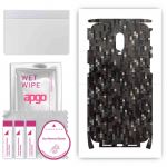 apgo Protective Skin Sticker for the back+sides compatible with OnePlus 6T ML, Full Wrap Film, Foil, Vinyl - Pattern Carbon Black Pixel