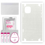 apgo Protective Skin Sticker for the back+sides compatible with Apple iPhone 11, Full Wrap Film, Foil, Vinyl - Pattern White Fabric