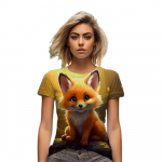 Daam Cute Fox 3D Prinditud Naljakas Y2k Mood Naiste tavaline T-s&auml;rk Elegance Vintage Elegant vabaaja pikkade varrukatega naistele Mugav XL