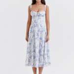 Naiste suvised Boho spagetirihmad poolitatud reiega Midi-kleit Lips ees soliidne lilleprinter Varrukateta vintage A Line rannakleidid XXXXXL