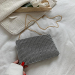 Naiste kotid Rhinestones Bling Naiste &otilde;lakotid V&auml;ikesed teemantdisainiga kettk&auml;ekott Luksuslik ruudukujuline p&otilde;ikkott rahakott 22x3x14cm kuld
