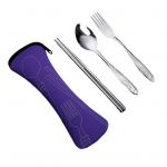 S&ouml;&ouml;giriistade komplekt t&otilde;mblukuga kotiga roostevabast terasest reisiriistade komplekt kahvel lusikas s&ouml;&ouml;gipulgad Vastupidav hoiukott kodurestorani v&auml;litingimustes lilla