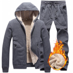 Meeste komplekt, soe paks kapuutsiga jope p&uuml;ksid 2 tk. komplektid meeste lambaliha ka&scaron;miir kapuutsid T&otilde;mblukuga spordidress Meeste spordi&uuml;likond 3XL must