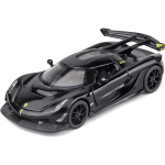 1/32 M&auml;nguautod Koenigsegg Jesko Valatud metallist, Koenigseggi kollektsioneeritav mudelauto, Valguse ja muusikaga Koenigseggi m&auml;nguauto tagasit&otilde;mbamine, Autode m&auml;nguasjad 1/32-Size:15*6.5*4cm must