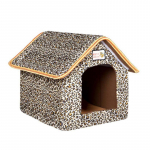Talvine koeramaja kokkupandav voodi matiga Pehme leopardkoera kutsika diivan istmepadi maja Kennel Nest lemmiklooma kassi voodi v&auml;ikestele keskmistele koertele S 46x38x34cm
