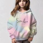 2024 Girls Ombre Lipsuga v&auml;rvitud dressipluus pikkade varrukatega &otilde;lavarrukaga kapuuts taskuga, sobib sportimiseks igap&auml;evaseks vabaajar&otilde;ivaks 150CM