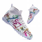 Meeste/Naiste Jalgpallisaapad Kummist Pehme Sisetald L&uuml;hikese Naastuga Kunstmuru Sisem&auml;ng Professionaalsed Laste Jalgpallisaapad 35 valge