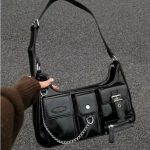 Y2K Korea naised Harajuku Vintage gooti must k&auml;ekott Esteetiline Elegantne Punk Rahakott Rahakott K&auml;ekotid &Otilde;latrendi kandekotid must