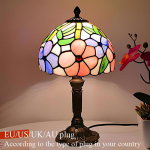 LED Tiffany stiilis laualamp Retro Vahemere dekoratiivvalgustid E27 v&auml;rvilisest klaasist lambivari &ouml;&ouml;kapi valguse magamistoa kohviku jaoks beige