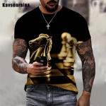 Naljakas male Malelaud Must-valge 3D Prindiga Meeste T-s&auml;rgid Suvised Harajuku vabaaja t&auml;navar&otilde;ivad T-s&auml;rgid Unisex &uuml;lisuured riided 2XL