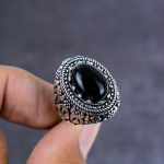 Natural Black Spinel Gemstone Handmade 925 Sterling Silver Ring Size 11 v2e75