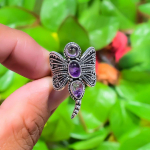 Natural Sage Amethyst Gemstone Handmade 925 Sterling Silver Ring Size 9 i3f35