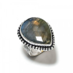 Natural Labradorite Gemstone Handmade 925 Sterling Silver Ring Size 9 a1c50