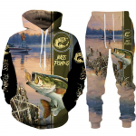 Meeste Loomade Bass Carp P&uuml;&uuml;k 3D Prindi Mood Fisher Tracksuit Unisex Hoodie Jooksup&uuml;ksid 2tk Komplekt V&auml;liriided Suurus S-6XL L