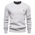 AIOPESON Meeste kaelkirjak tikandiga puuvillased kampsunid &uuml;mmarguse kaelusega klassikaline keerdmustriline pullover, kootud kampsun meestele XL 85-95 kg helehall v&auml;rv